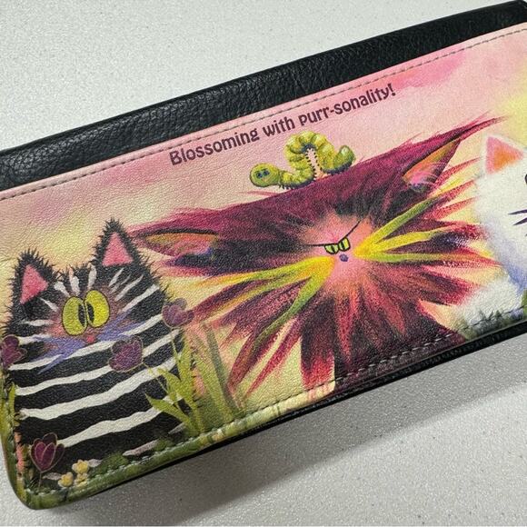 Bradford Exchange Black Leather Silly Kitty Cat Print Full Zip - Picture 2 of 9